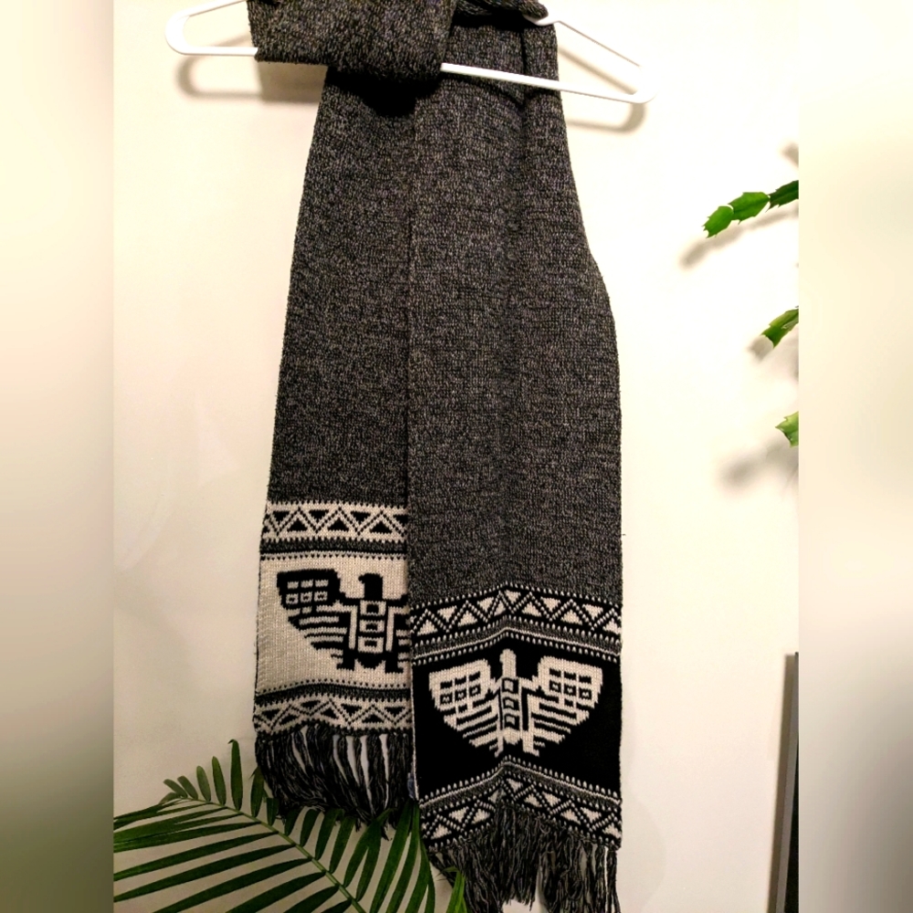 FREE! add to your bundle. Knit Scarf with condor pattern reversible